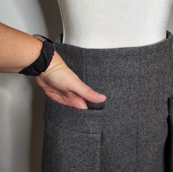 Katya Leonoviche faux wool grey skirt size 34 Italy Front Pockets Vegan Feminie - Picture 11 of 14